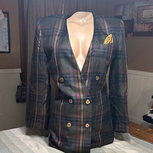 Stirling Cooper Chic Plaid Blazer Vintage - Shoulder Pads- lined
